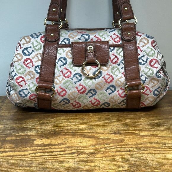 Etienne Aigner Handbag Women's Signature Brown Logo Shoulder Purse - Picture 1 of 15
